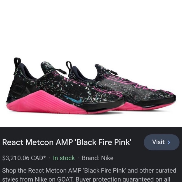 Nike React Metcon AMP ‘Black Fire Pink’ – Size 7.5 US (Rare & Limited Edition!) - Picture 2 of 9